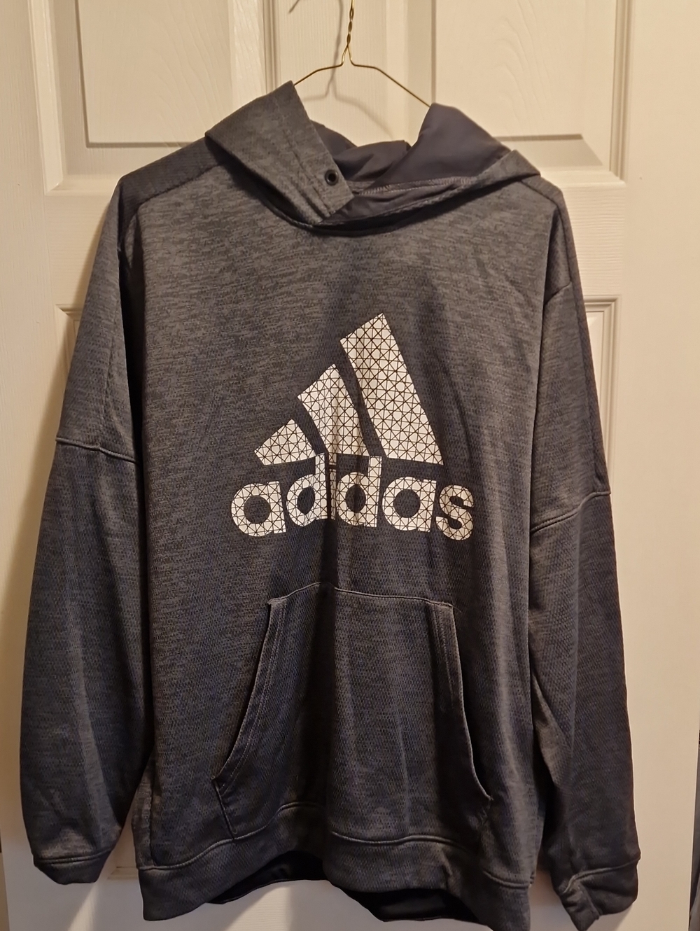 adidas Men's Dark Gray Crewneck Logo Hoodie